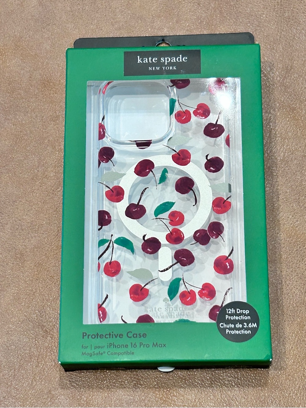 kate spade Clear Cherry Pattern iPhone 16 Pro Max Case MagSafe New in Box